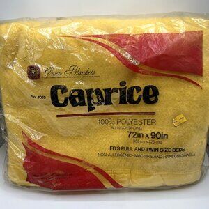 Owen Caprice Blanket Polyester Nylon Trim 72x90 Yellow Gold Full Twin USA